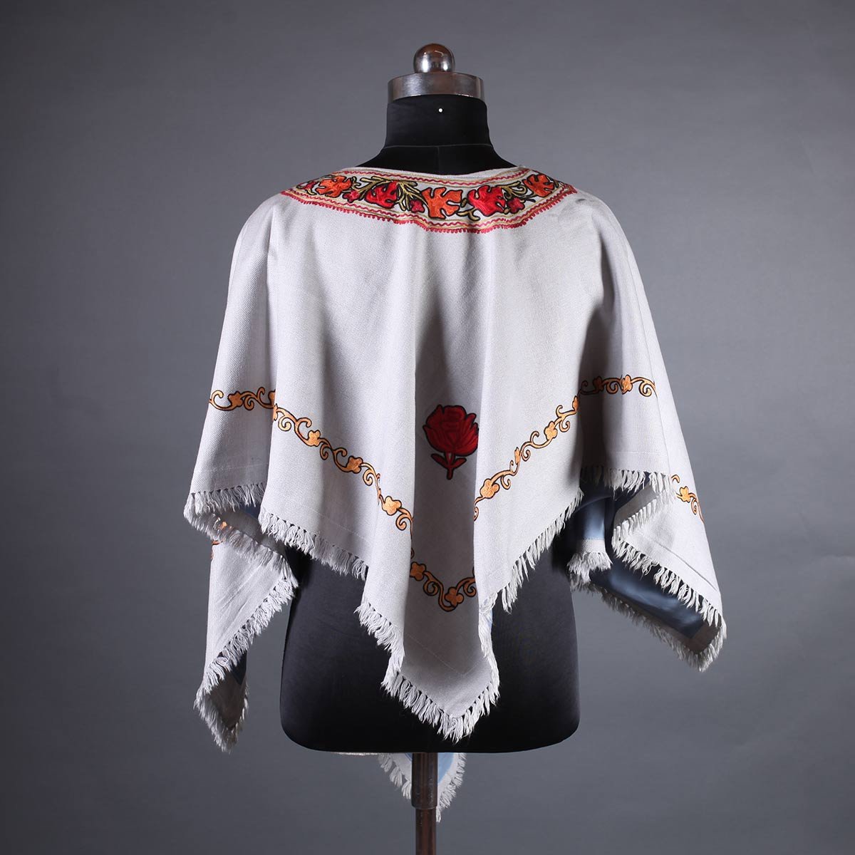 Grey BaseChinar Design Poncho with Aari  Embroidery