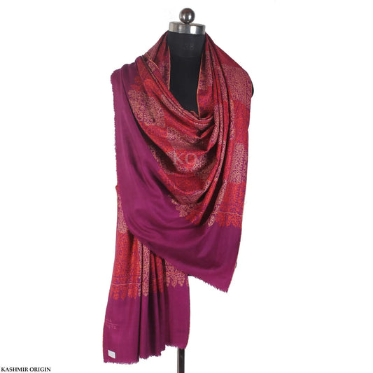 Check Design Sozni Embroidered Cashmere Pashmina Jamawar Shawl