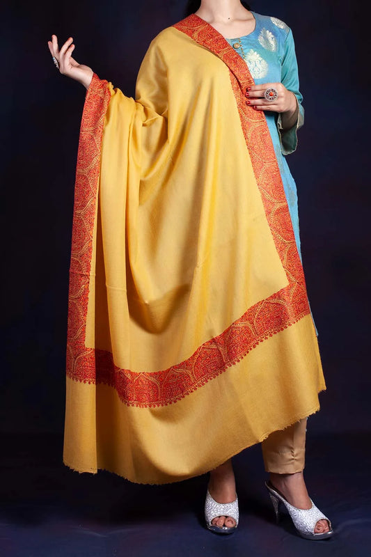 Lemon Dhoor Daar Sozni Embroidered Shawl