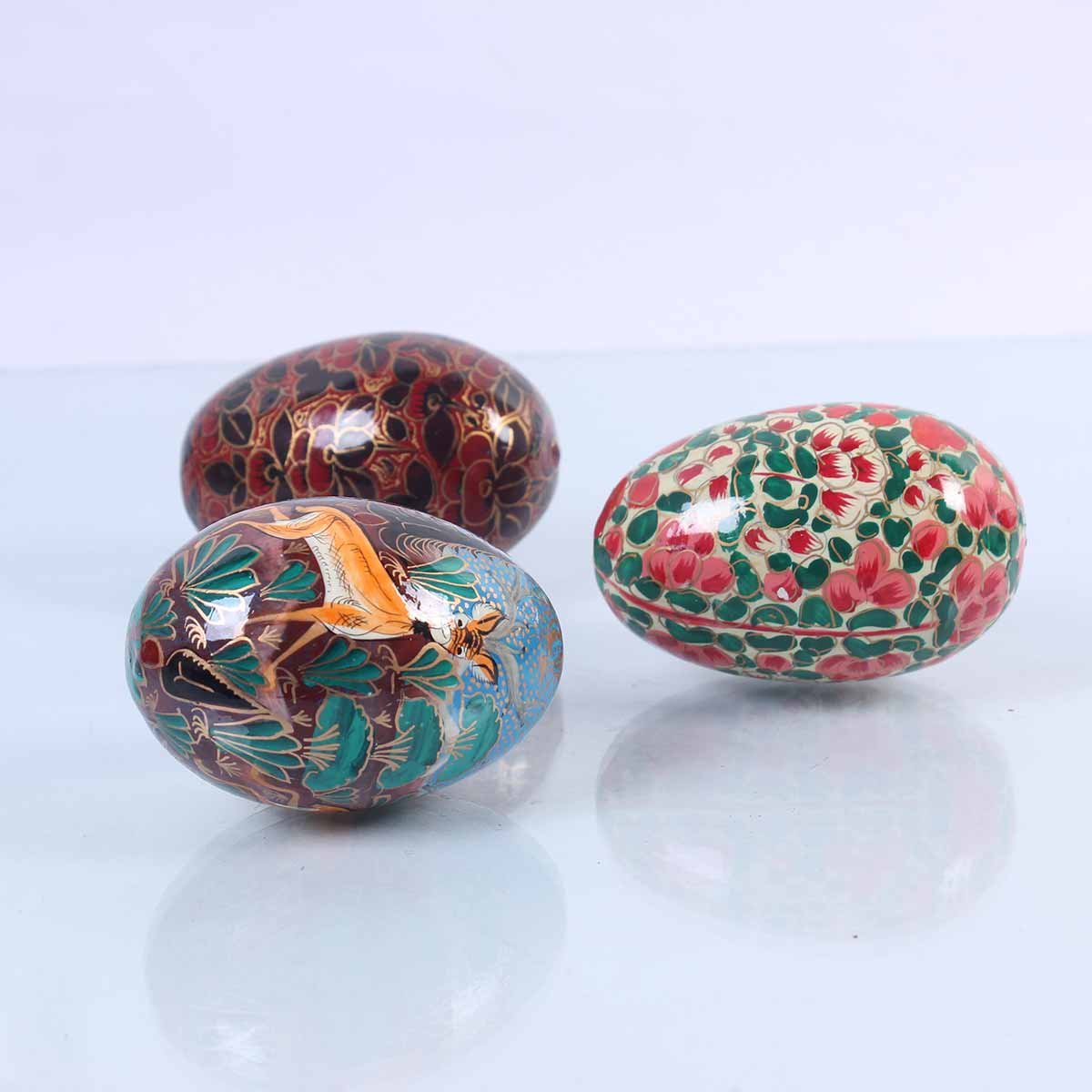 Multicolor Paper Mache Eggs(Set of 3)