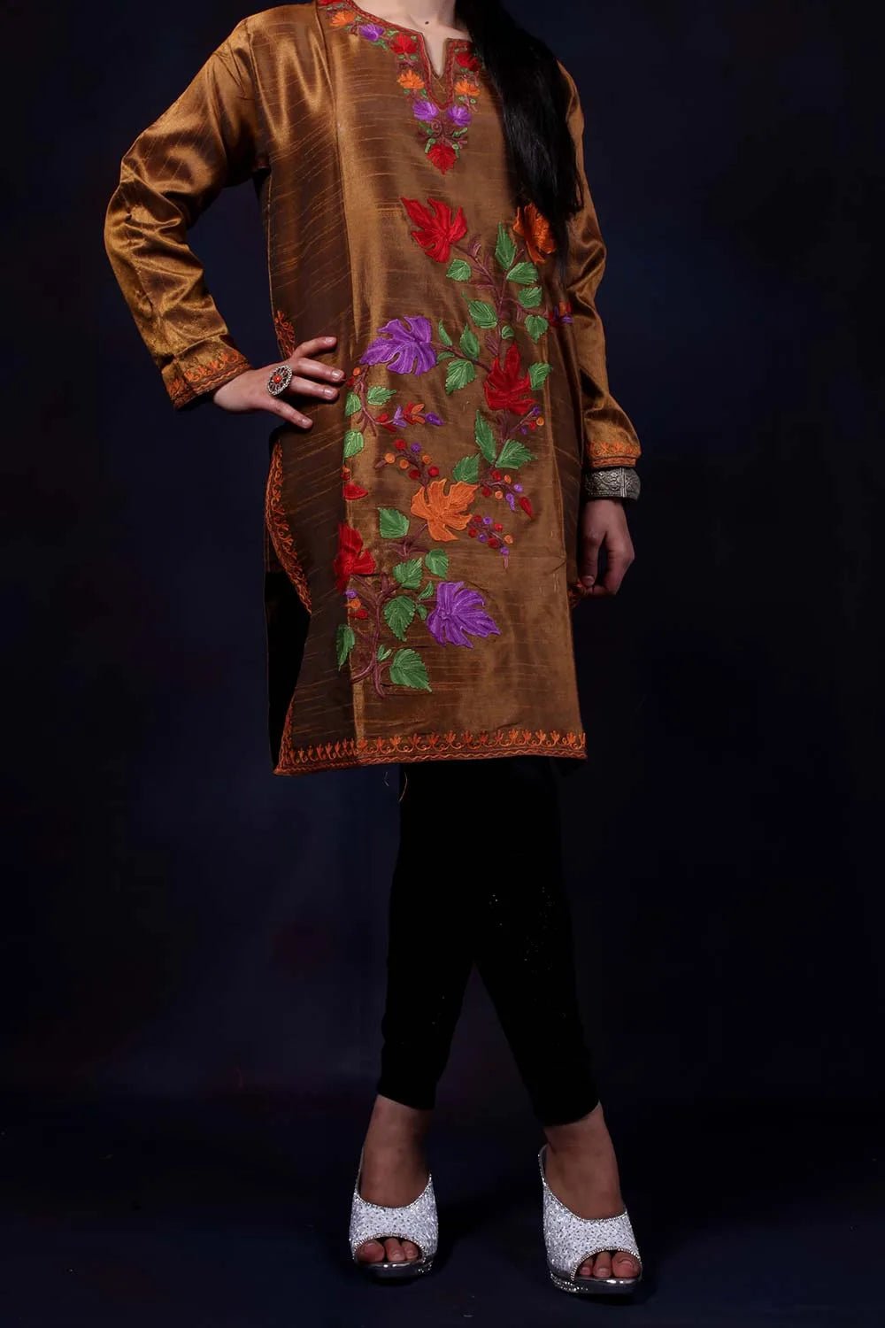 Copper Aari Embroidered Kurti