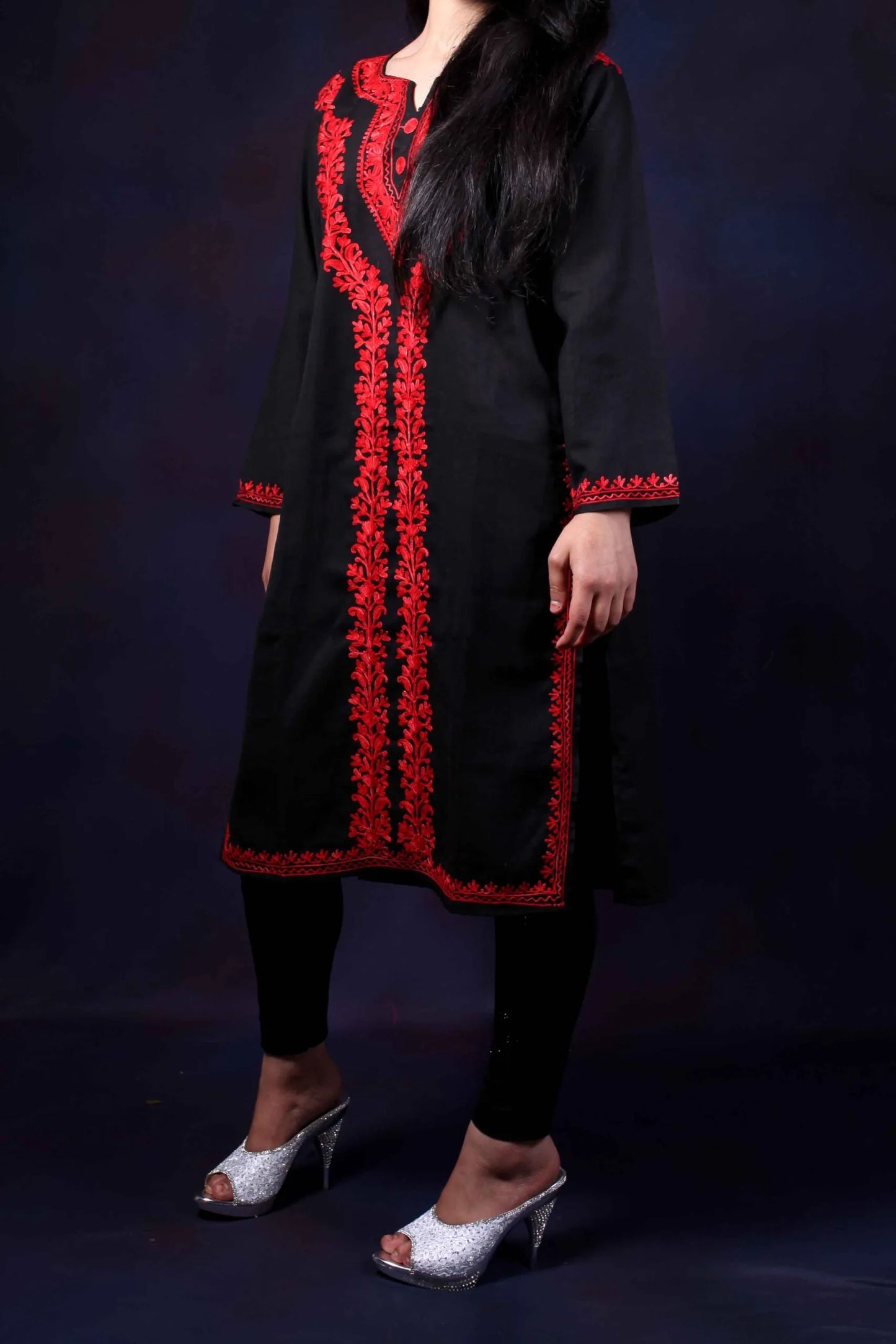 Black Aari Embroidered Kurti