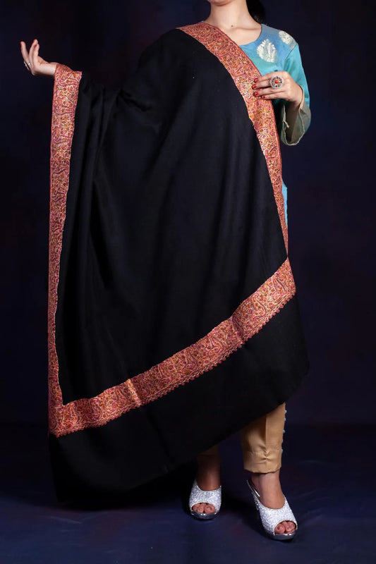 Black Dhoor Daar Purple Sozni Embroidered Shawl