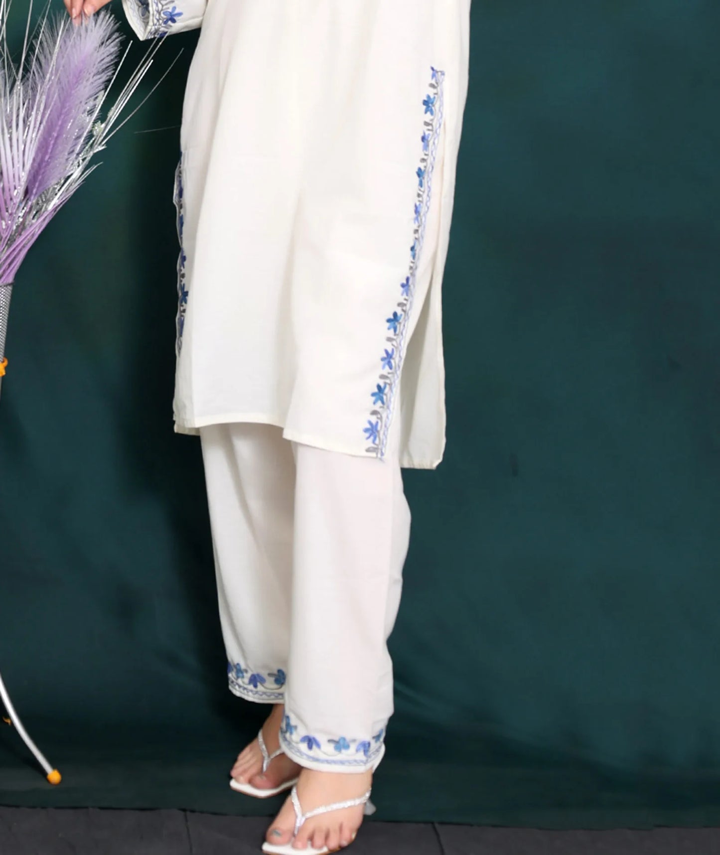 Pasley Design Aari Embroidered white Cotton Co ord Set