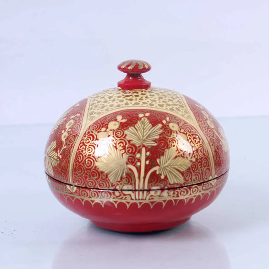 Red Chinar Paper Mache Powder Box