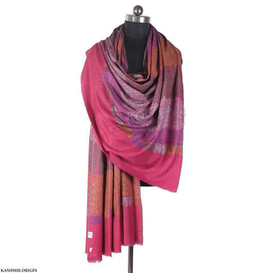 Multicolour  Sozni Embroidered Cashmere Pashmina Jamawar Shawl