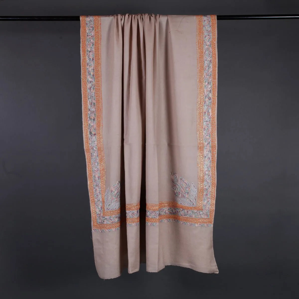 Light Khudrang Tilla<br>  Embroidered Woolen Shawl