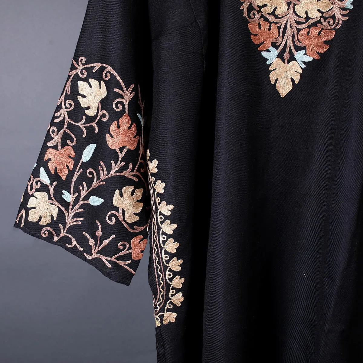 Black Aari Embroidered Woolen Pheran | Fine Wool