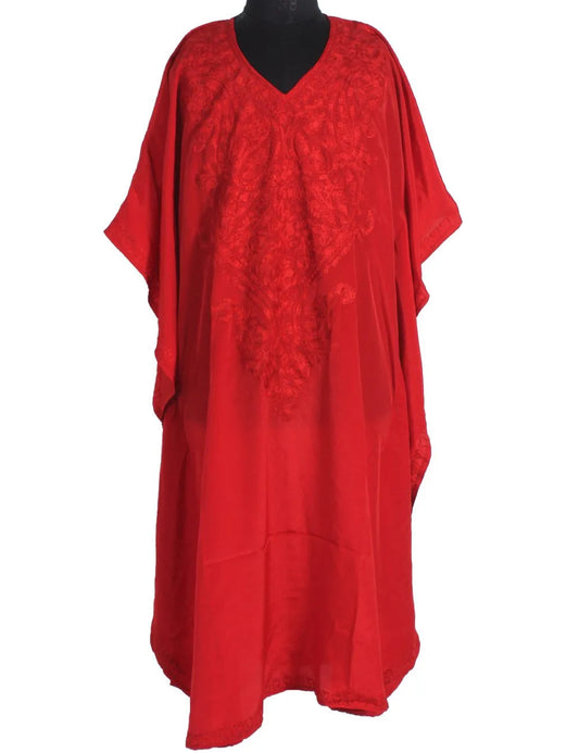 Red Aari Embroidered  Kaftan