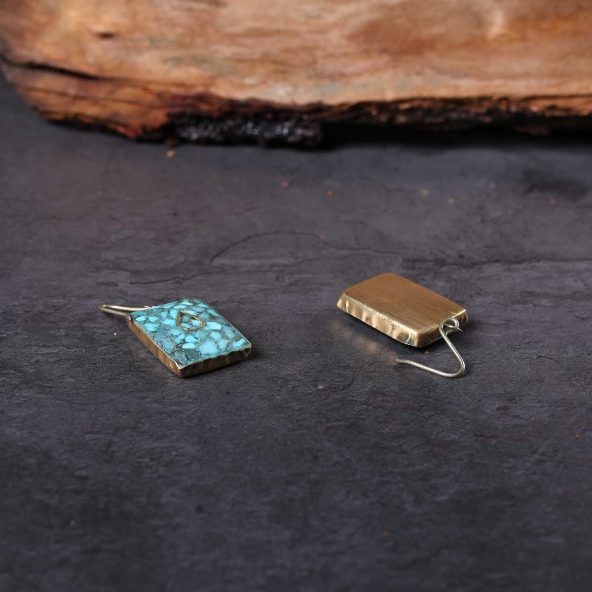 Rectangular Handmade Turquoise Earing