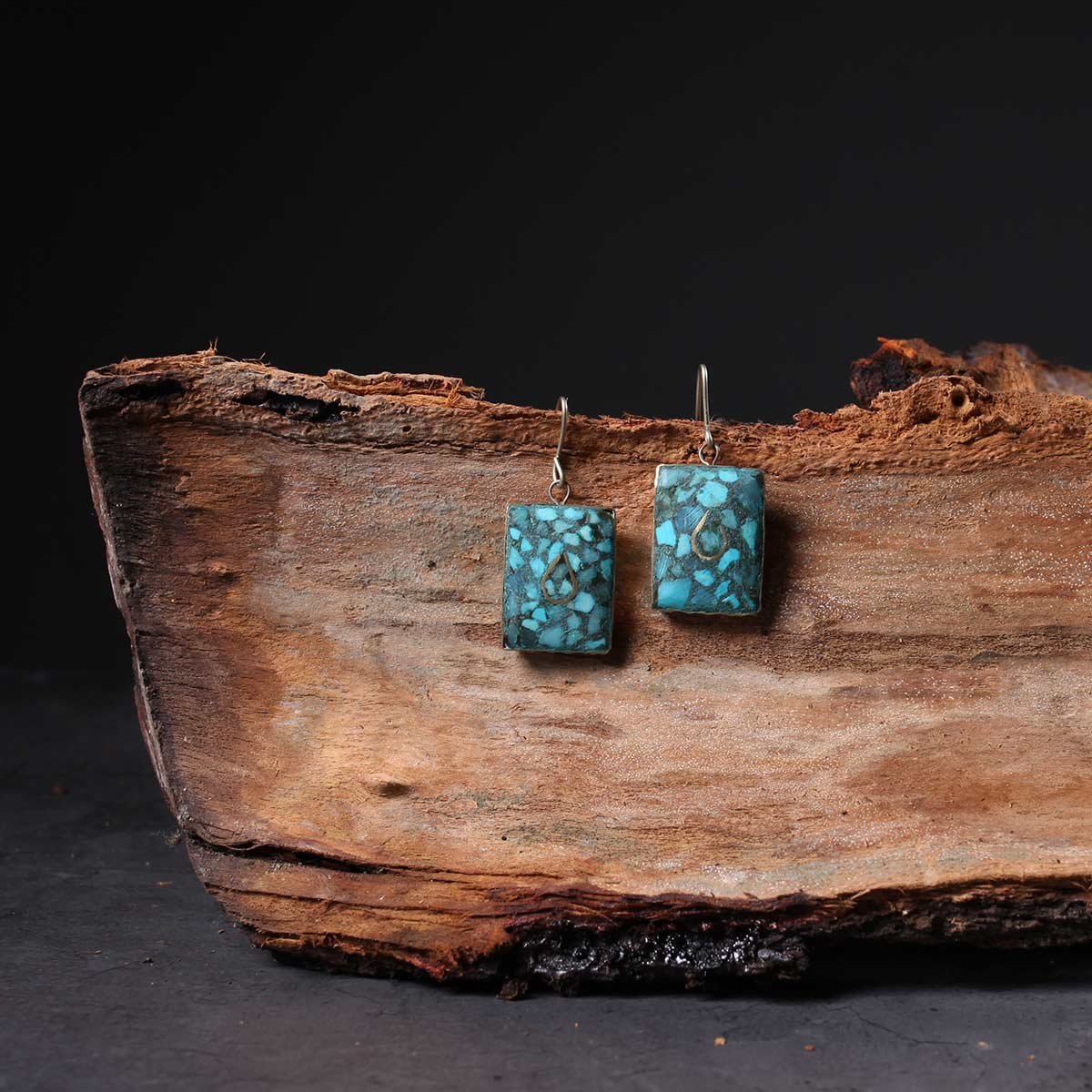 Rectangular Handmade Turquoise Earing