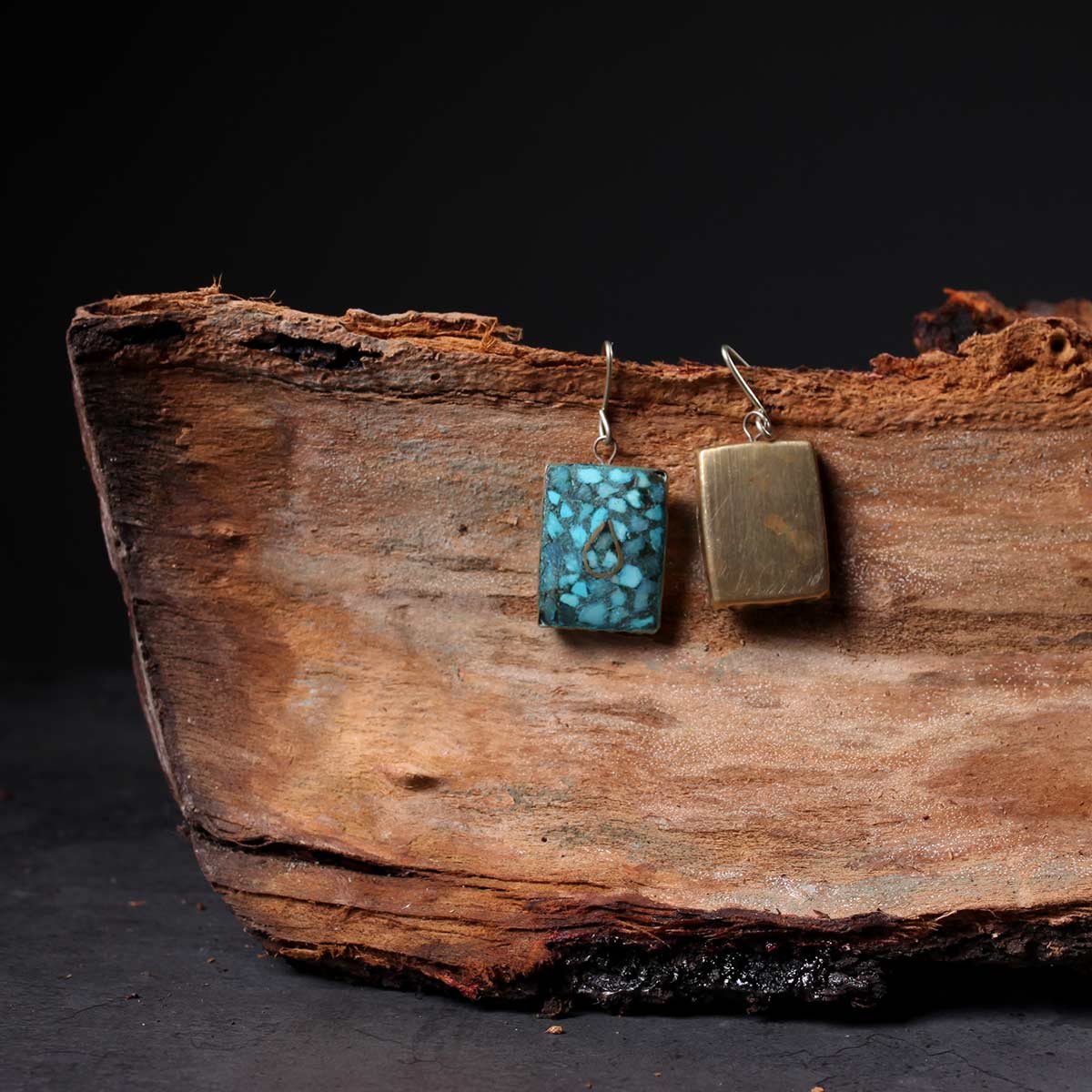 Rectangular Handmade Turquoise Earing