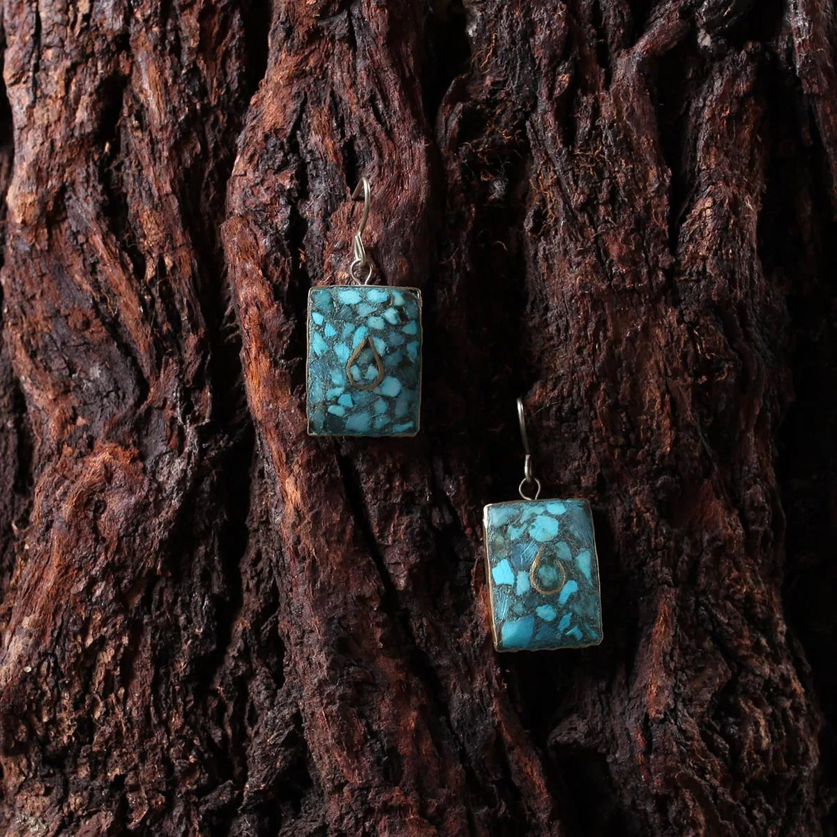 Rectangular Handmade Turquoise Earing