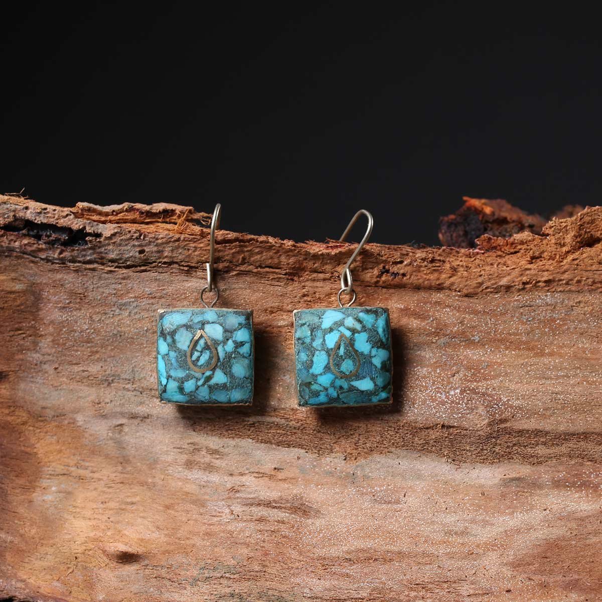 Square Handmade Turquoise Earing