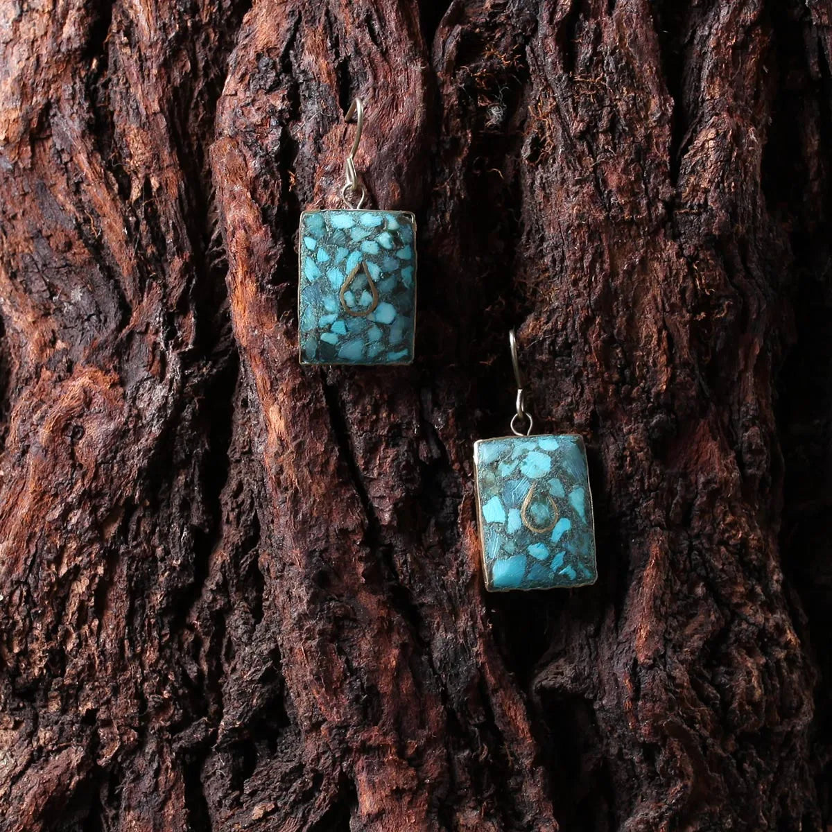 Square Handmade Turquoise Earing