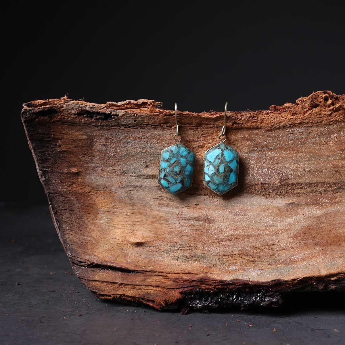 Hexagonal Handmade Turquoise Earing