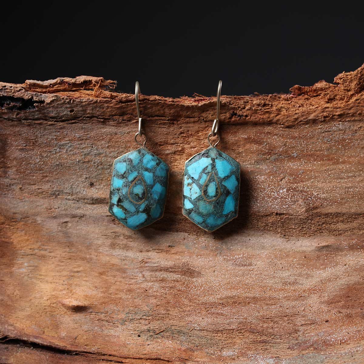 Hexagonal Handmade Turquoise Earing