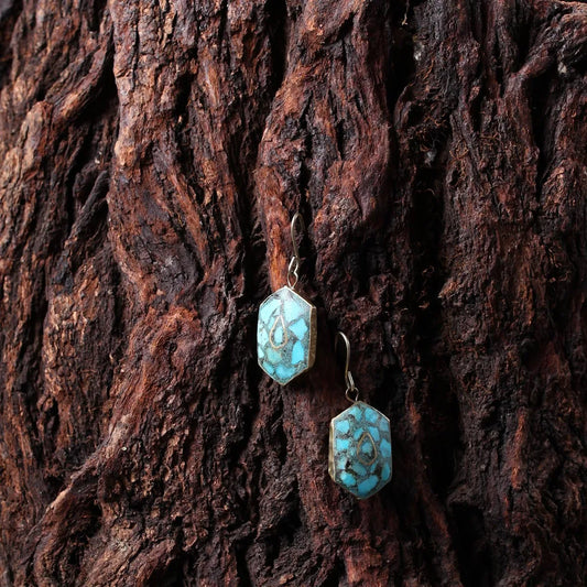 Hexagonal Handmade Turquoise Earing