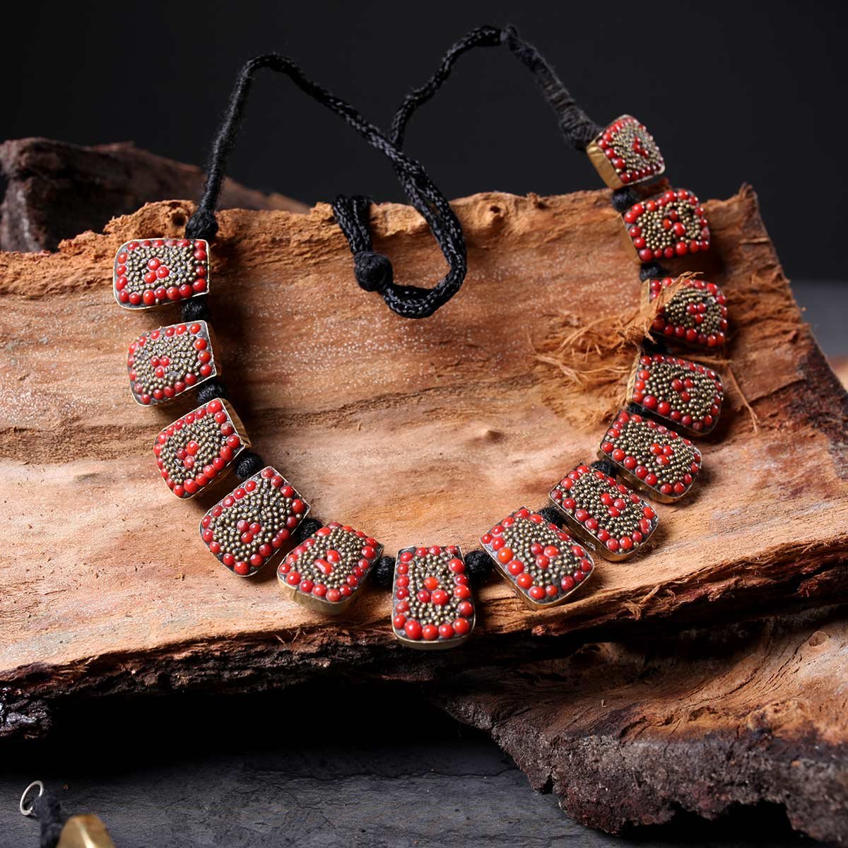 Red Stoned Handmade Necklace Set