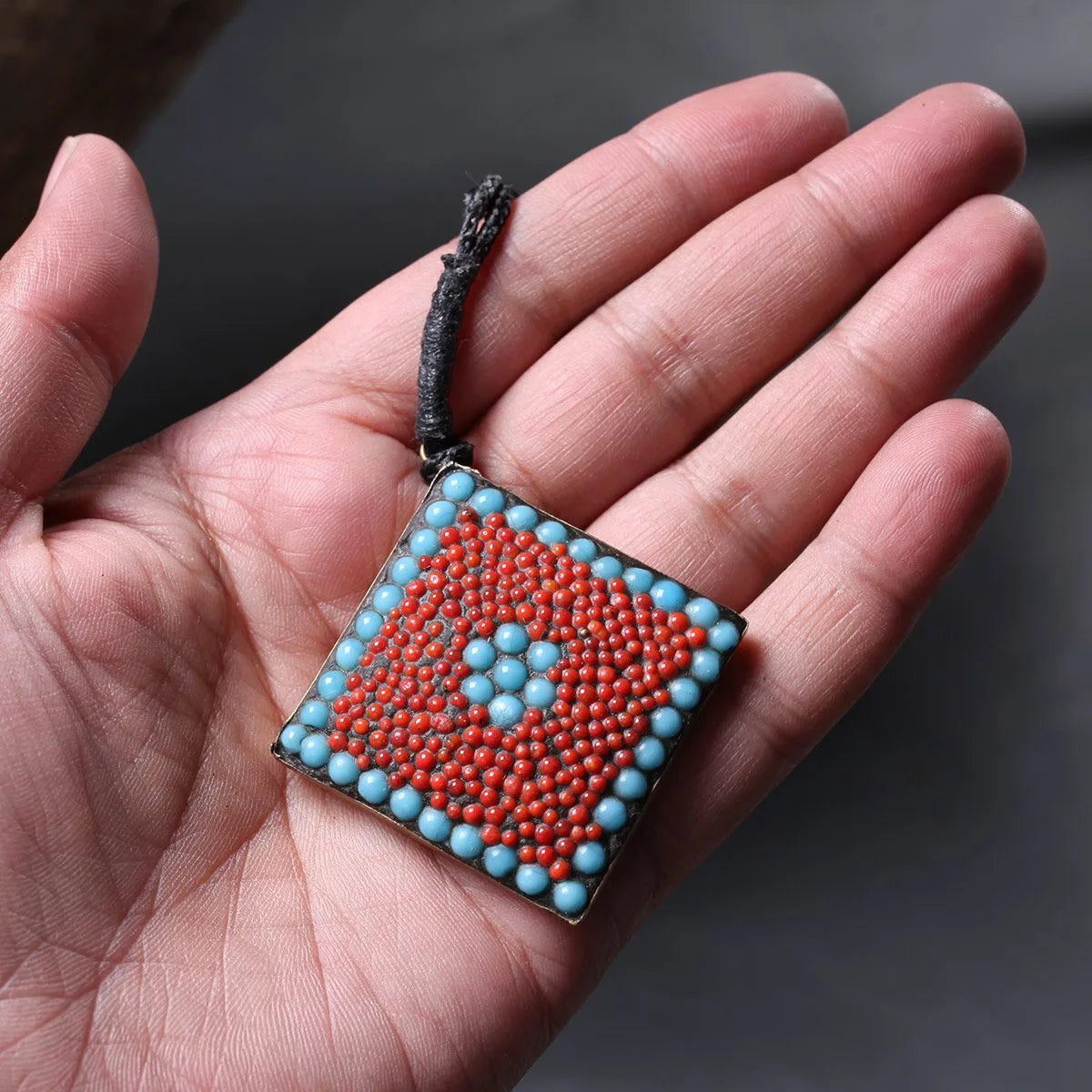 Square Shaped Stoned Pendent