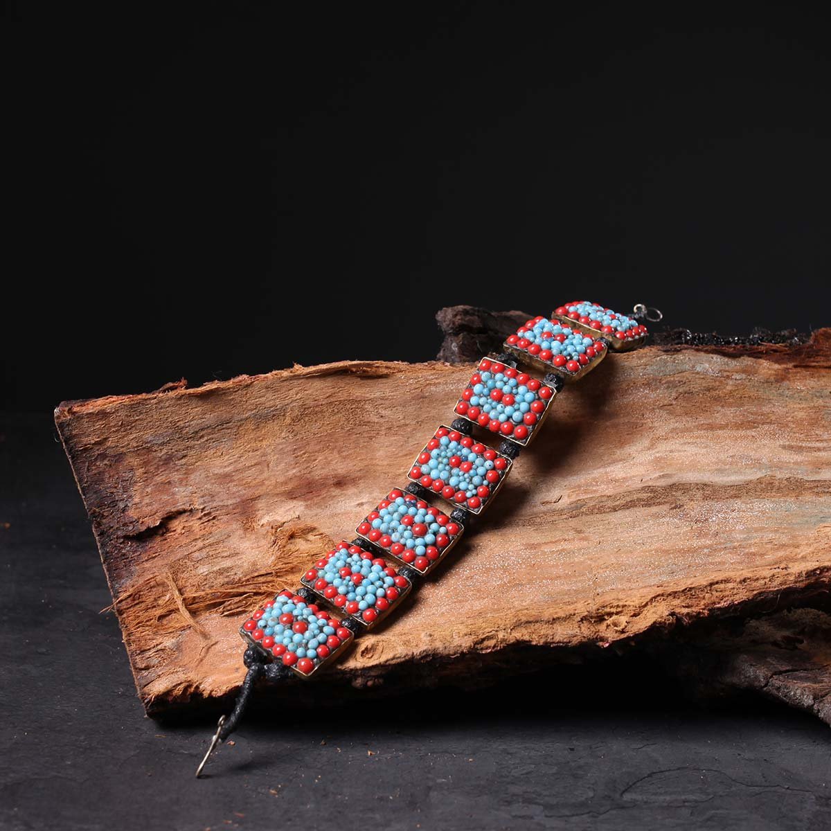 Red Rectangular Stoned Bracelet