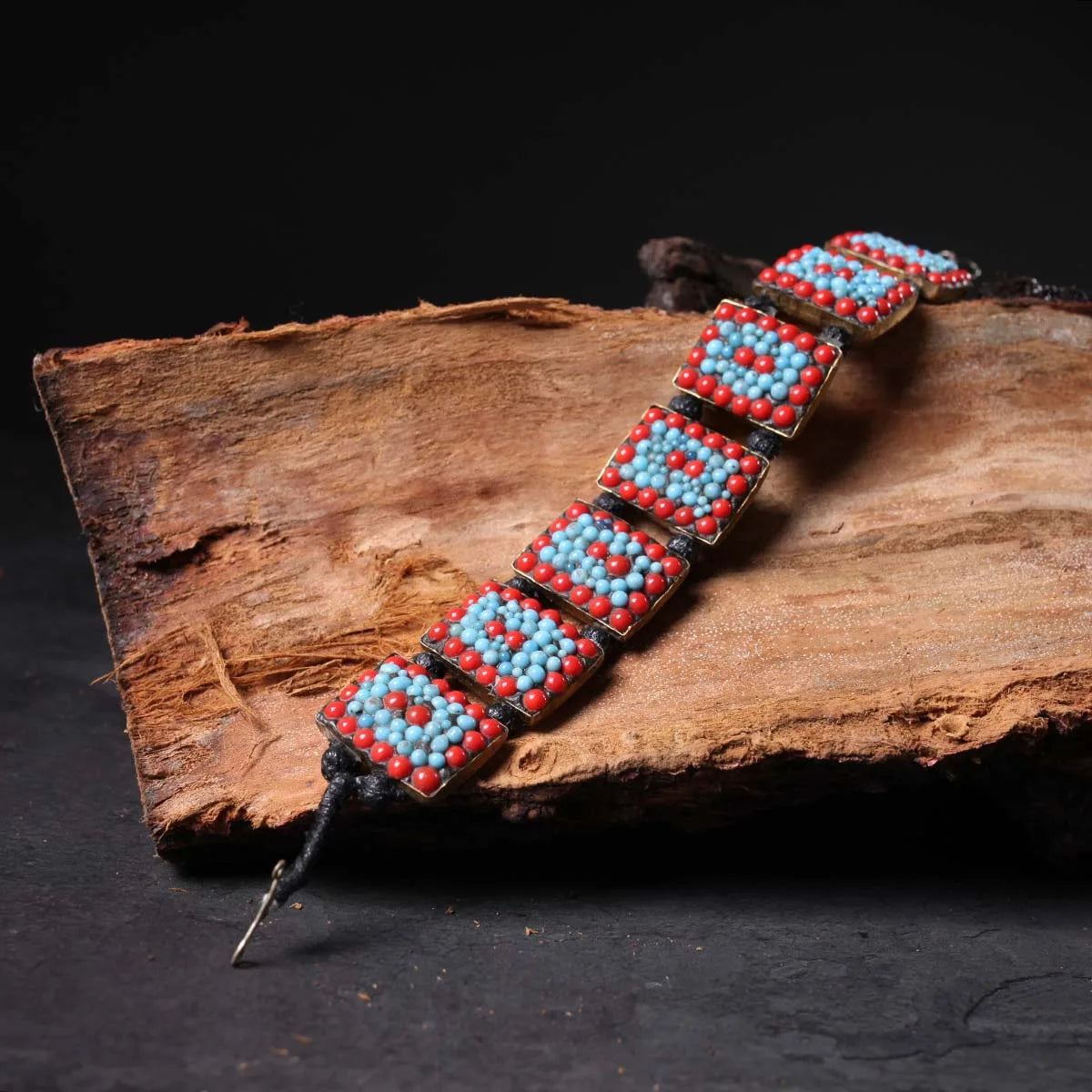 Red Rectangular Stoned Bracelet