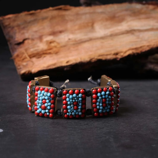 Red Rectangular Stoned Bracelet