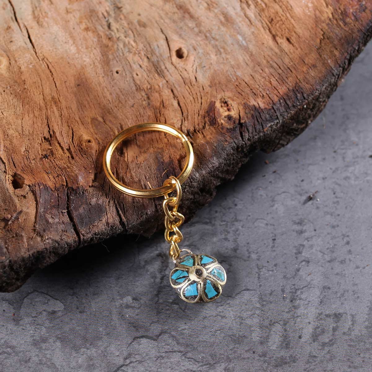 Flower Shaped HandmadeTurquoise Key Chain