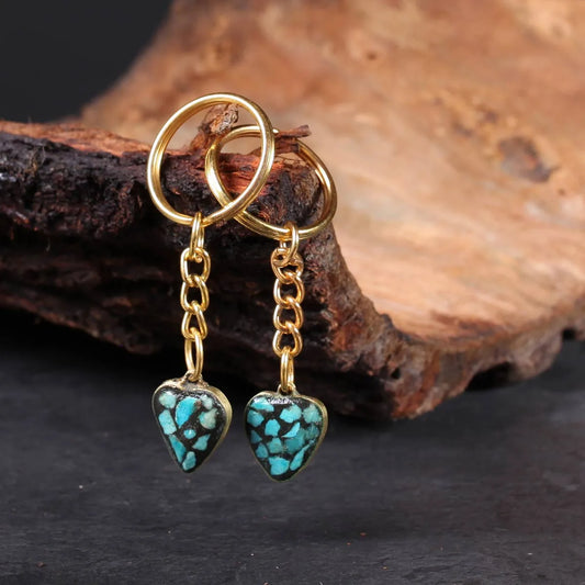 Heart Shaped HandmadeTurquoise Key Chain Set