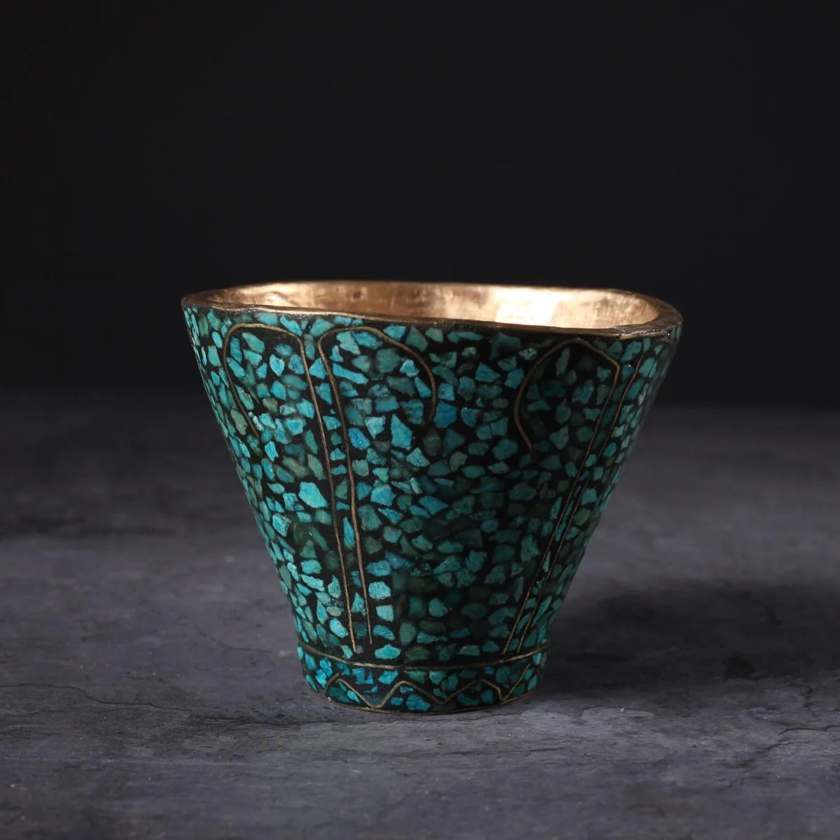 Handmade Frustum Turquoise Bowl Decorative Piece 4x4 Inch