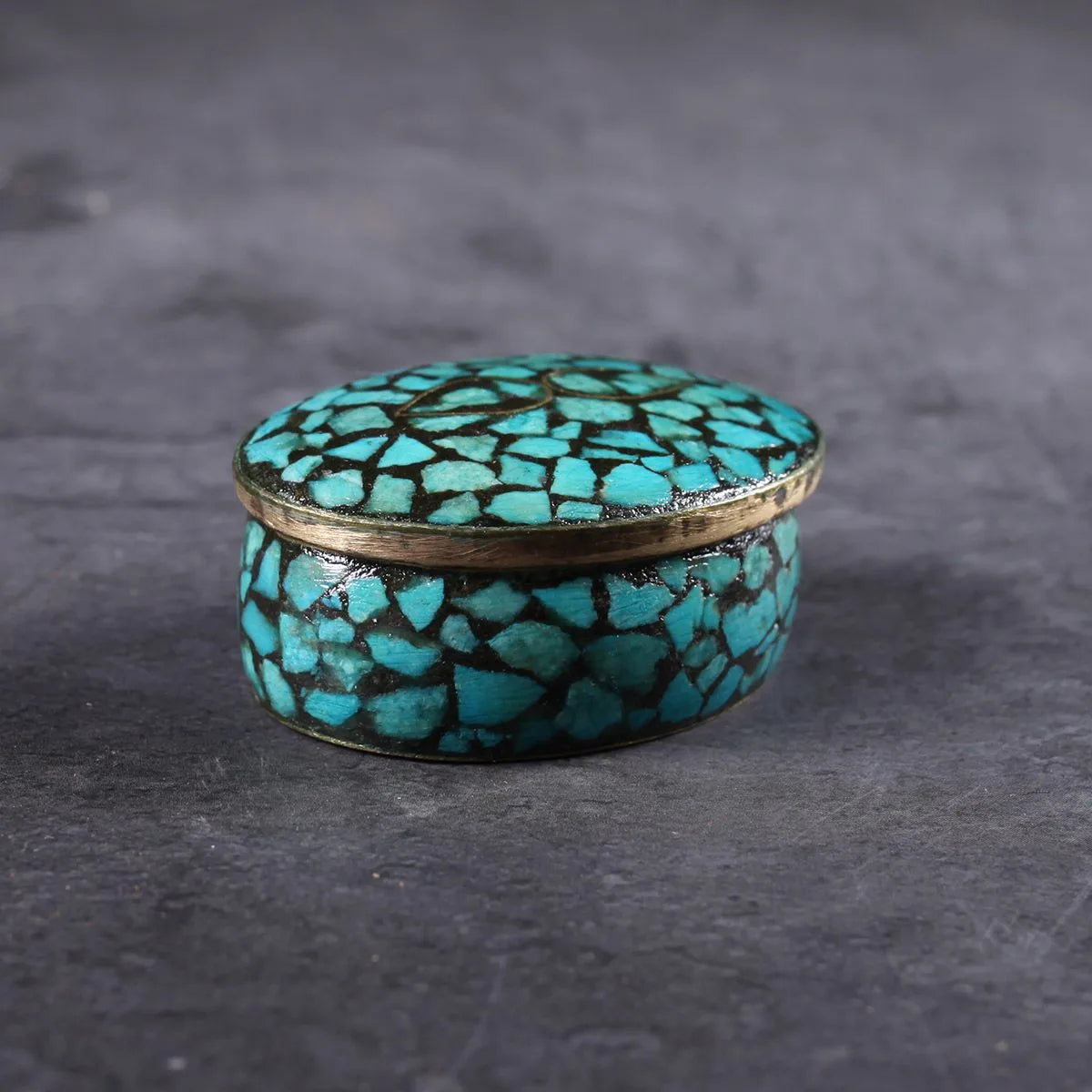 Turquoise Sindoor Box Handmade Ferozi