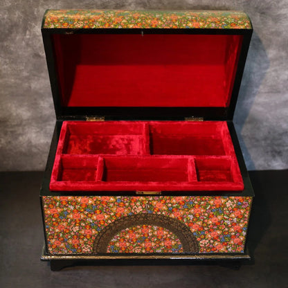 Paper Mache Jewellery Box<br>  Floral Design Big Size 18x20 Inches