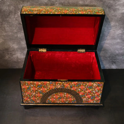 Paper Mache Jewellery Box<br>  Floral Design Big Size 18x20 Inches