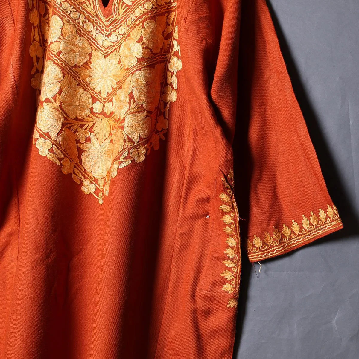 Apricot Base Aari Embroidered Pheran