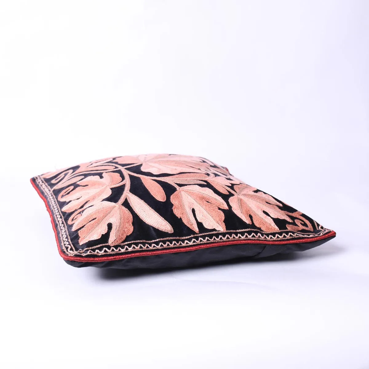 Black Velvet Chinar Design<br>  Aari Embroidered Cushion Cover 6pc Set