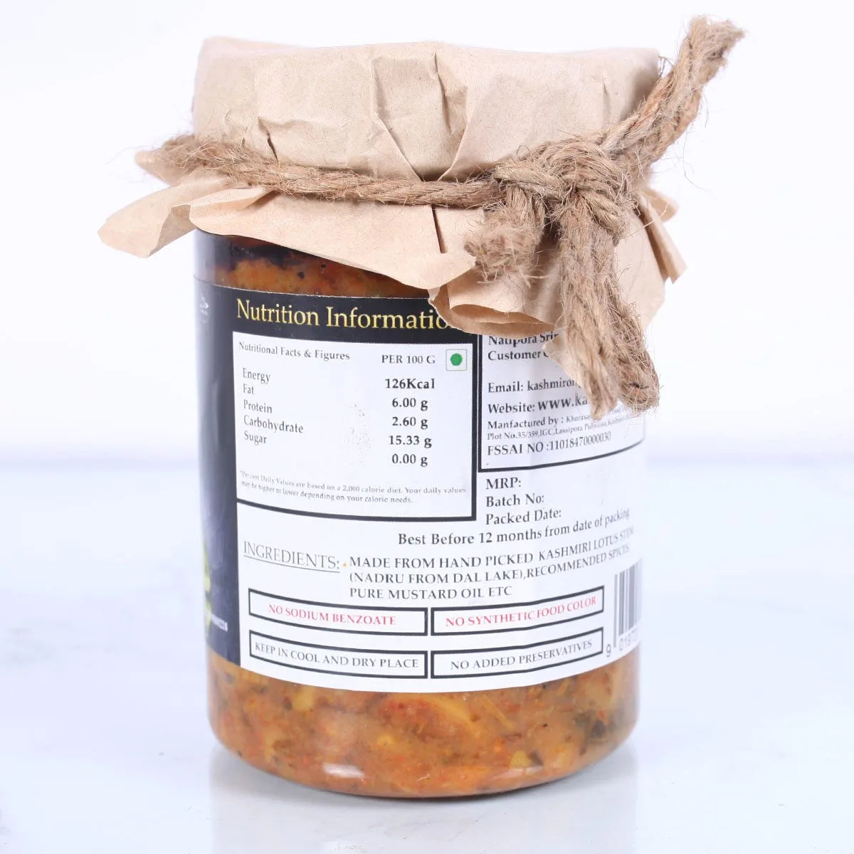 Kashmiri  Lotus Stem Pickle 500 Grams | Famous Dal Lake Lotus Stem | No Preservatives  No Sodium Benzoate