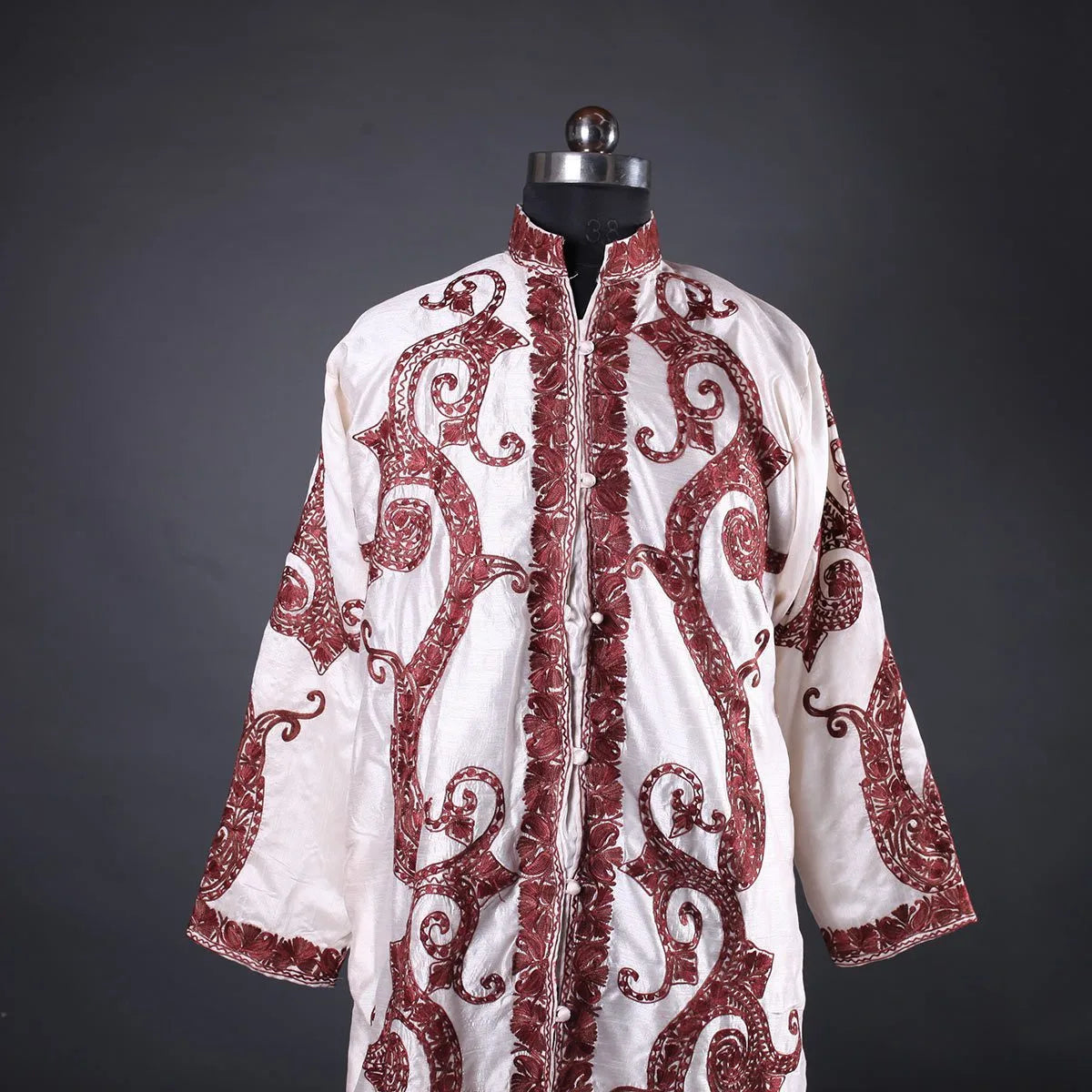 Paisley Design Silk  Aari Embroidered Jacket