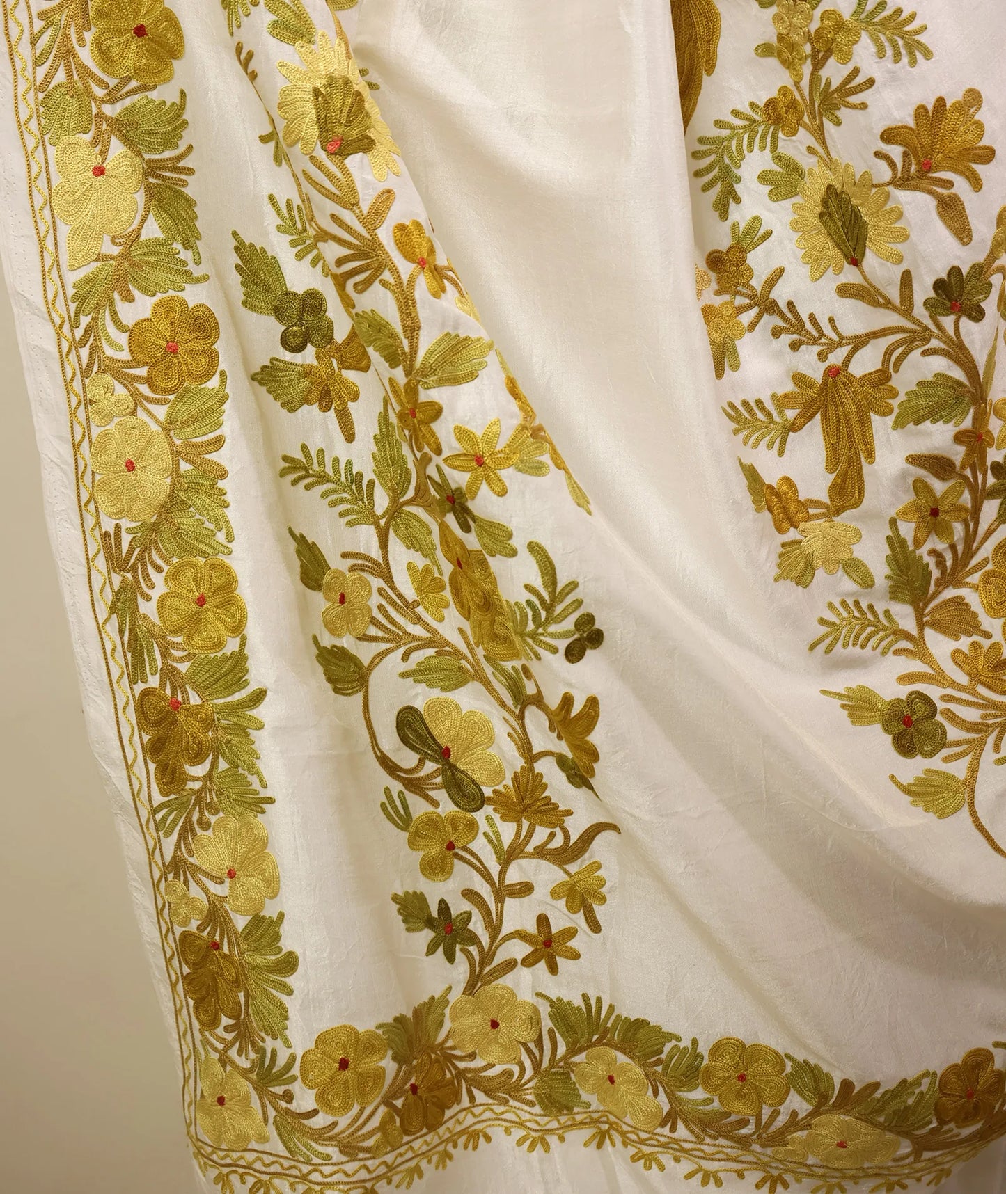 White Embroidered Crape Saree