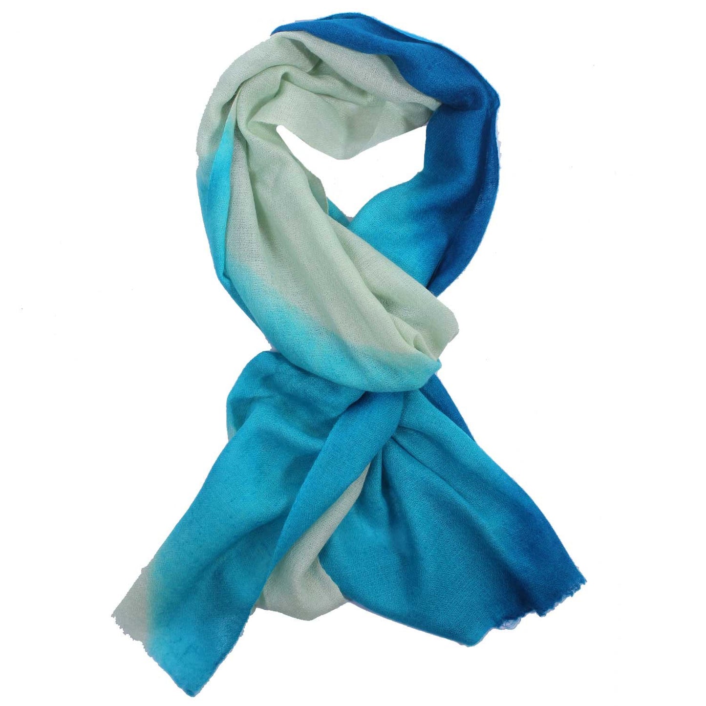 Turquoise Dip Dye Cashmere Pashmina Scarf