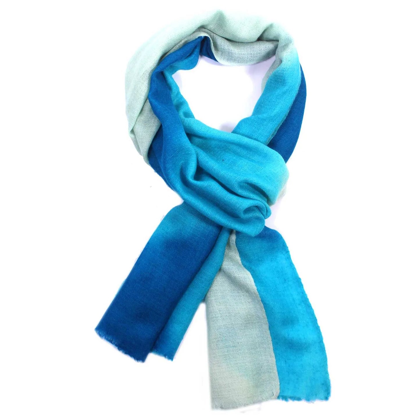 Blue Dip Dye Cashmere Pashmina Scarf