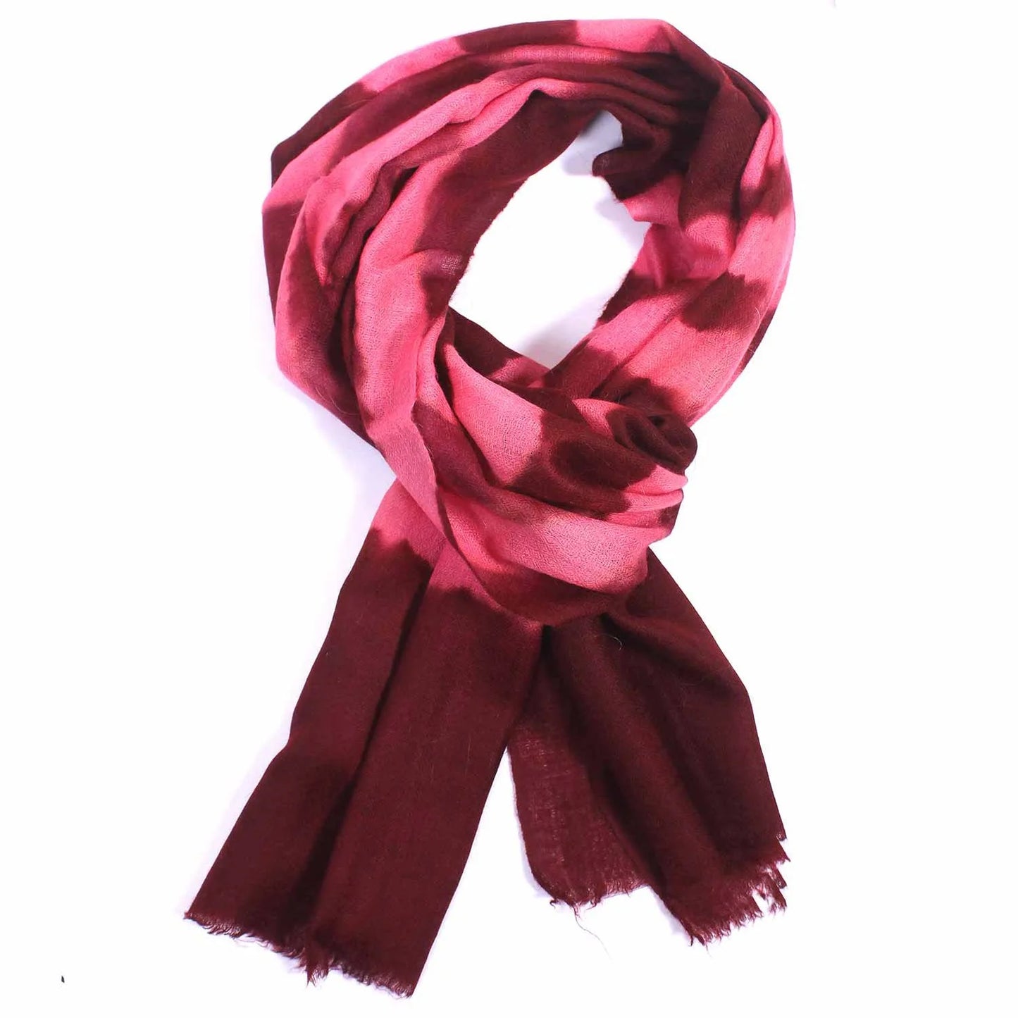 Pink and Red Dip Dye Cashmere Pashmina Scarf