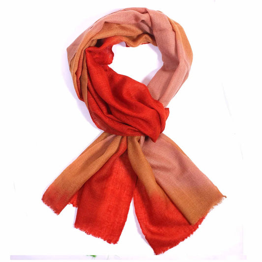 Rusty Brown & Red Dip Dye Cashmere Pashmina Scarf