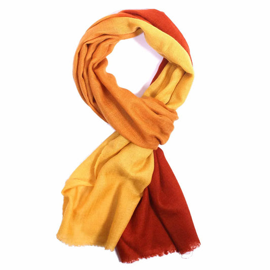 Rust And Brown Dip Dye Cashmere Pashmina Scarf