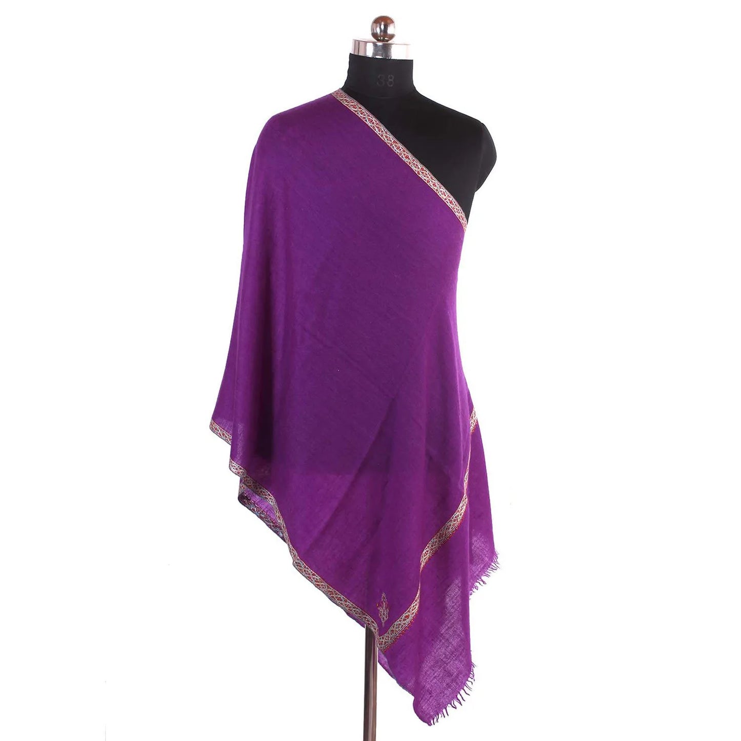 Purple Hashidaar Sozni Embroidered Cashmere Pashmina Stole