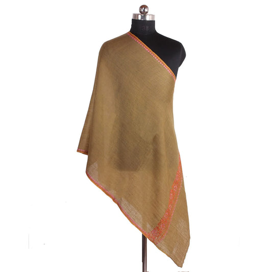 Golden  Sozni Embroidered Cashmere Pashmina Stole