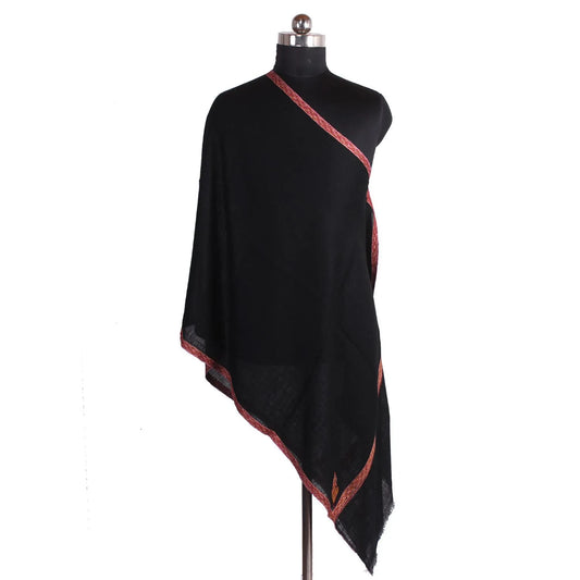 Black Hashidaar Sozni Embroidered Cashmere Pashmina Stole