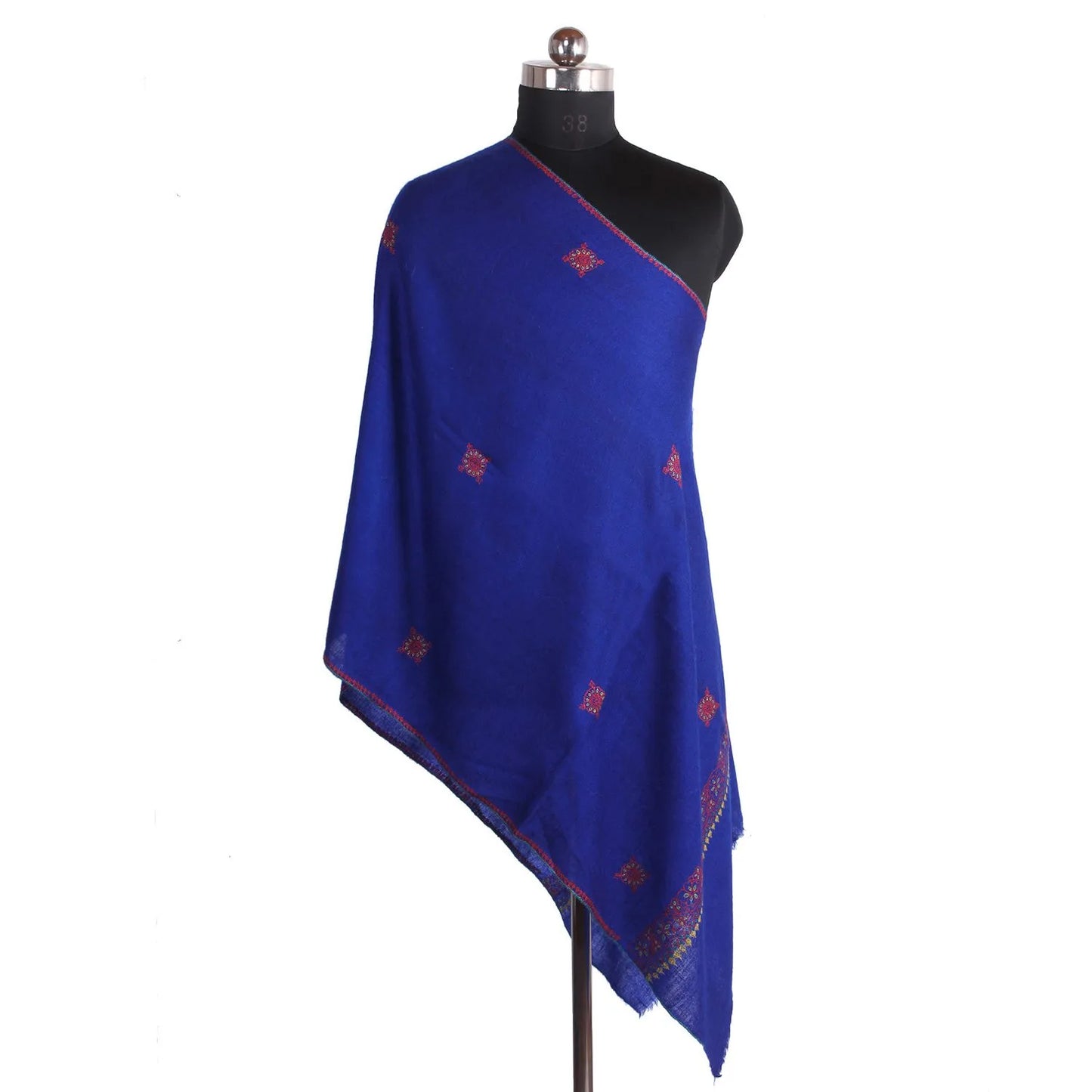 Resort Blue Sozni Embroidered Cashmere Pashmina Stole