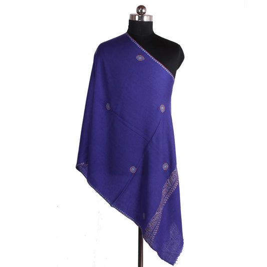 Blue Sozni Embroidered Cashmere Pashmina Stole