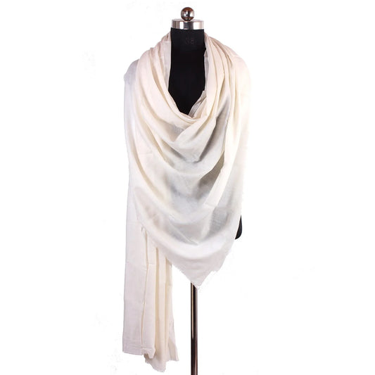 White Solid Cashmere Pashmina Shawl