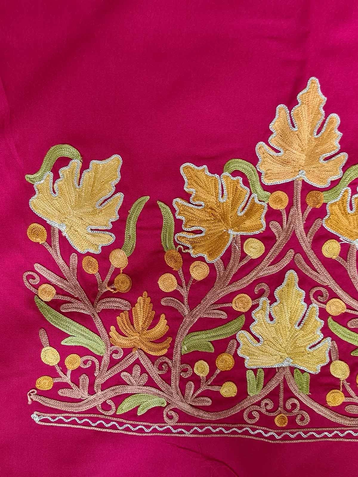 Rani Pink Aari Embroidered with Zari work Floral Design Summer Suit